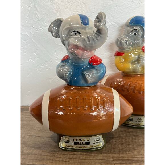 intage Jim Beam Football Decanter Bottles Elephant Donkey Set Empty ~ 1972 - Picture 2 of 12